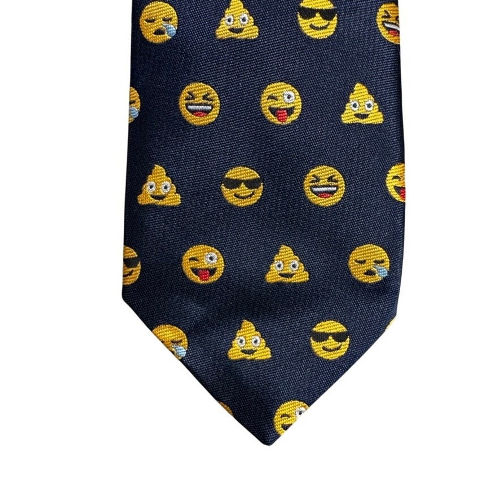 The Childrens Place Boys Navy Blue Emoji Print Novelty Necktie Poop Sunglasses